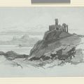 Edward Lear — Перевал Монте-д'Оро на Корсике; Башня Сан-Эусебио; Фигуры, загружающие баржу; Башня в Кампанье, Рим; и замок на вершине прибрежного холма., изображение 5