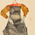 Egon Schiele — Фрау мит Шварцер Шюрце (спереди) ; Фрау Штудия меха (сзади), изображение 1