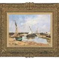 Eugène Boudin — Трувиль. Барки путешествуют по морю, изображение 2