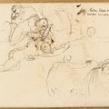 Eugène Delacroix — Женский образ, повторяющий образ взрослой женщины-воспоминания и этюд для женского дебюта в лифчиках, антураж фигур (спереди); Этюд фигур (сзади), изображение 1