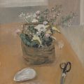 Fairfield Porter — Натюрморт с цветочной корзиной, ракушками, ножницами, изображение 1