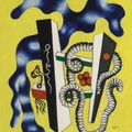 Fernand Léger — Элемент преграды и веревки, желтый фон, изображение 1