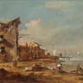 Francesco Guardi — Каприччио деревенского дома на берегу лагуны; и каприччио лагуны с фермерскими домами, изображение 2
