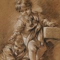 François Boucher — Стоящий мальчик, а за ним полулежащий мальчик, изображение 1