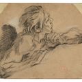 François Boucher — Мужчина, опершись на руки, смотрел вверх, изображение 1