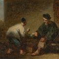 George Chinnery — Уличная сцена в Макао с двумя фигурами, играющими в игру, изображение 1