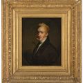 George Chinnery — Портрет европейского купца, во весь рост, в черном пальто, в искусственном овале, изображение 2