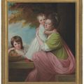 George Romney — Групповой портрет Дороти Стейблз (1753-1832) с дочерьми Харриет (1774-1827) и Марией (1775-1821) на фоне лесистого пейзажа, изображение 2