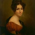 Gérard — Портрет графини Жюли Гюго, урожденной Монферье (1797-1865), длиной до груди, в коричневом платье с черной шалью, изображение 1