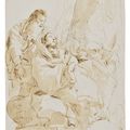 Giovanni Battista Tiepolo — Святое семейство отдыхает во время перелета в Египет, а два Ангела стоят на коленях, изображение 1