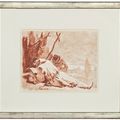 Giovanni Battista Tiepolo — Два монаха читают у креста на фоне пейзажа, изображение 2