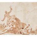 Giovanni Battista Tiepolo — Этюды к фигурам в "Моисее и бронзовом змее" (справа); "Смерть Софонисбы" (оборотная сторона); и этюды к фигурам в "Моисее и бронзовом змее" (справа); "Святом семействе" (оборотная сторона), изображение 3