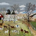 Grandma Moses — Пятнистые лошади, изображение 1