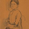 Gwen John — Сидящая девушка со скрещенными на груди руками, изображение 1