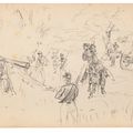 Henri de Toulouse-Lautrec — Военный маневр ( спереди ); Кавалеры и разнообразные этюды ( сзади ), изображение 2