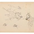 Henri de Toulouse-Lautrec — Военный маневр ( спереди ); Кавалеры и разнообразные этюды ( сзади ), изображение 3