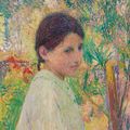 Henri Martin — Бюст молодой девушки из трех кварталов в саду, изображение 1