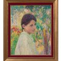 Henri Martin — Бюст молодой девушки из трех кварталов в саду, изображение 2
