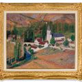Henri Martin — Церковь Лабастид-дю-Верт, у моста и реки, на осеннем вечере, изображение 2