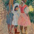 Henri Martin — Трое детей в саду, утренник на улице, изображение 1