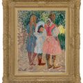 Henri Martin — Трое детей в саду, утренник на улице, изображение 2