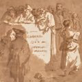 Hubert Robert — Два этюда : Персонажи в галерее, и фигуры, и то, что осталось от пьерского блока, изображение 1