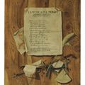 Italian School — Обманка с гравюрой, посвященной папе Александру VIII, часами, письмами и другими предметами; и обманка с нотным листом, рисунком, лунным календарем и другими предметами, изображение 3