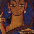 Jamini Roy — Без названия (Женщина в синем; Женщина в зеленом), изображение 2