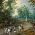 Jan I Brueghel — Лесистый пейзаж с путешественниками, изображение 1