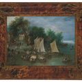 Jan I Brueghel — Пристань возле деревни с доставкой и цифрами, изображение 2