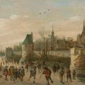 Jan van Goyen — Зимний пейзаж с горожанами, катающимися на коньках перед укрепленным городом, изображение 1