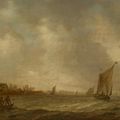 Jan van Goyen — Устье реки с рыбаками и судоходством, а слева - церковь, изображение 1
