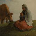 Jean Francois Millet — Пастушка, вяжущая, изображение 1