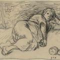 Jean Francois Millet — Дремлющая женщина (Bergère dormant, как птица, которая живет в шене), изображение 1