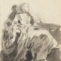 Jean-Baptiste Greuze — Этюд молодой женщины, сидящей, подперев лицо левой рукой, изображение 1