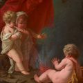 Jean-Honoré Fragonard — Трое маленьких детей греются у костра в окружении леса, изображение 1