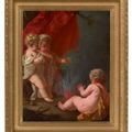 Jean-Honoré Fragonard — Трое маленьких детей греются у костра в окружении леса, изображение 2