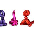 Jeff Koons — Воздушный лебедь (пурпурный), Воздушная обезьянка (оранжевый) и воздушный кролик (фиолетовый), изображение 1