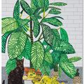 Jonas Wood — Натюрморт с кошкой и фруктами, изображение 1