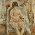 Jules Pascin — Фифи в розовой сорочке, изображение 1