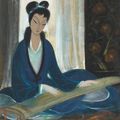 Lin Fengmian — Леди, играющая в Цинь, изображение 1