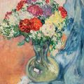 Louis Valtat — Синие хризантемы в драпировке, изображение 1