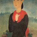 Mai Thu — Femme au châle rouge (Женщина в красной шали), изображение 1