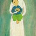 Mai Thu — Мать и дитя, белая туника (Мать и дитя, Белый Ао Дай), изображение 1