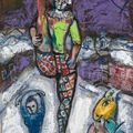 Marc Chagall — Акробаты и музыканты в сиреневом цвете, изображение 1