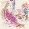 Marc Chagall — Интерьер в стиле молодой женщины в фиолетовом цвете, изображение 1