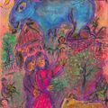 Marc Chagall — Голубая ночь на исходе праздника в деревне в розах, изображение 1
