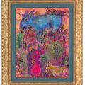 Marc Chagall — Голубая ночь на исходе праздника в деревне в розах, изображение 2