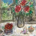 Marc Chagall — Идиллия с цветами и фруктами под окнами Парижа, изображение 1