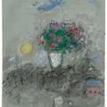 Marc Chagall — Большой букет в вазе из белого дерева для витебских цветов, званый вечер, изображение 2